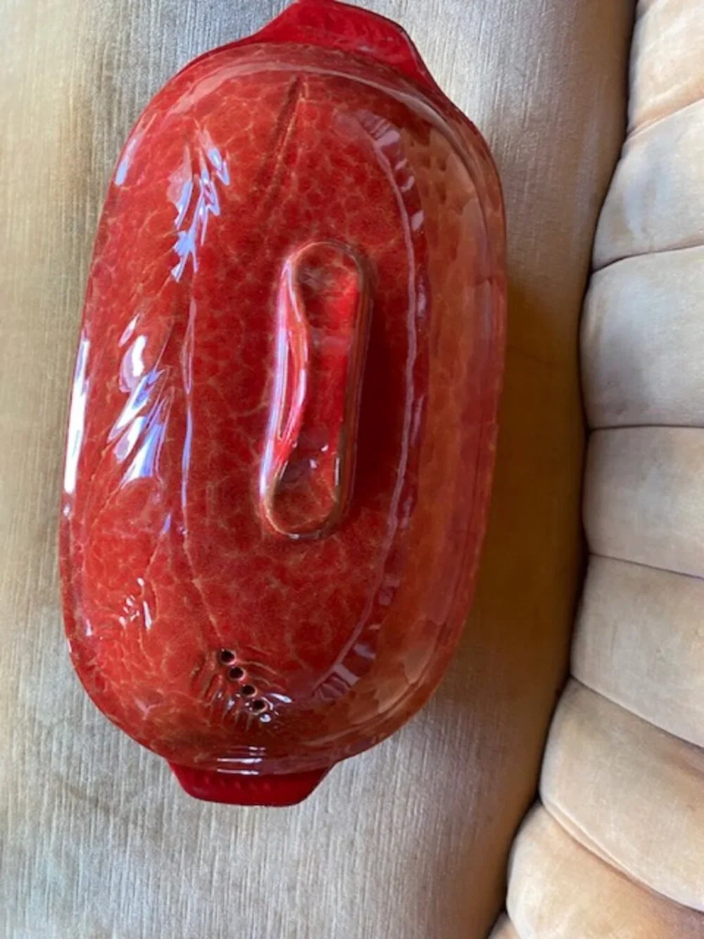 DeSilva Red Glazed Terracotta Casserole/Bread Baker with lid unused
